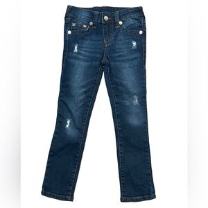 True Religion girls dark wash distressed skinny jeans with adjustable waist